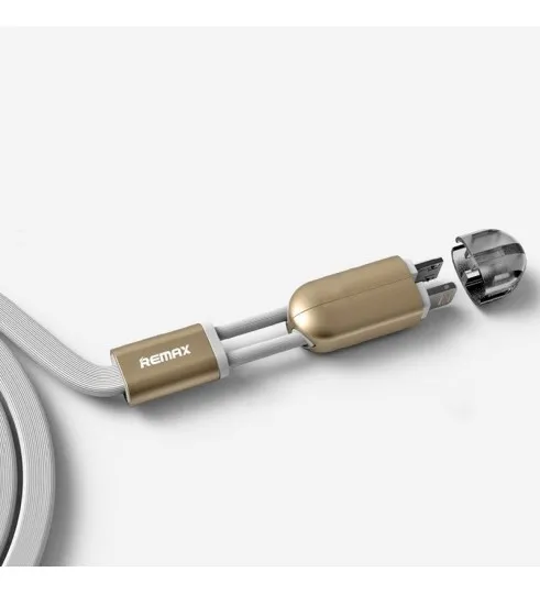 Cablu încărcare și sincronizare Remax RC-025t, Lightning, micro-USB/USB Type-A, 1m, Alb