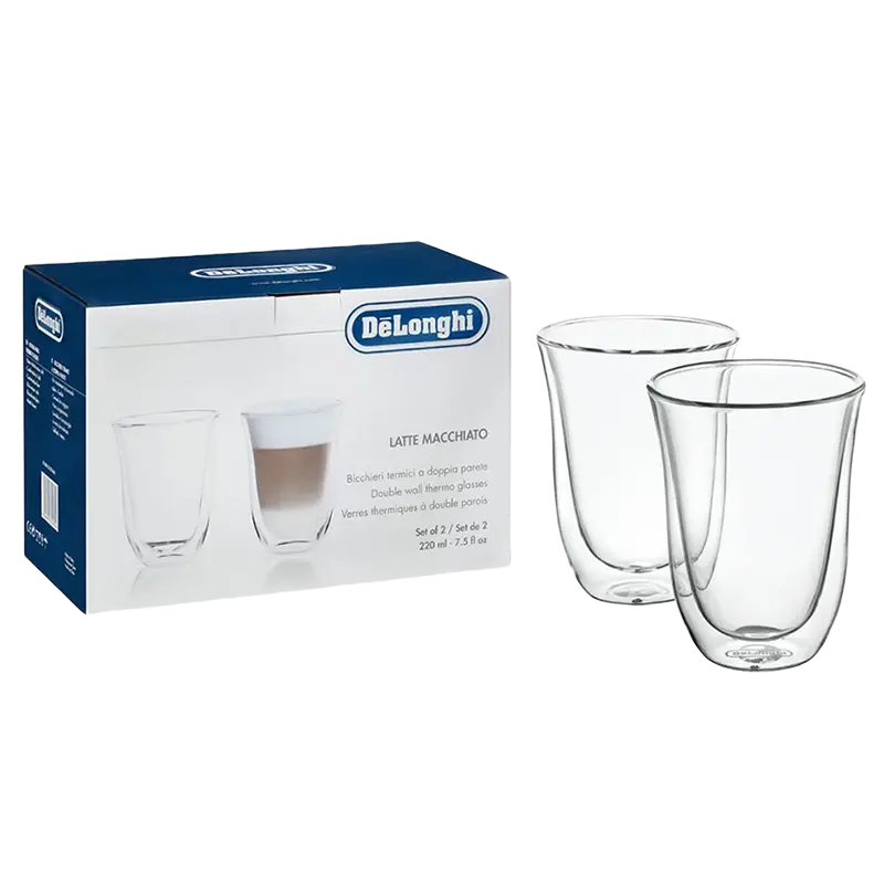 Стаканы для капучино De'Longhi 220ml 2pcs, Прозрачный