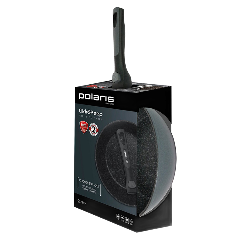 Tigaie Polaris Click&Keep-28F, 28cm, Negru