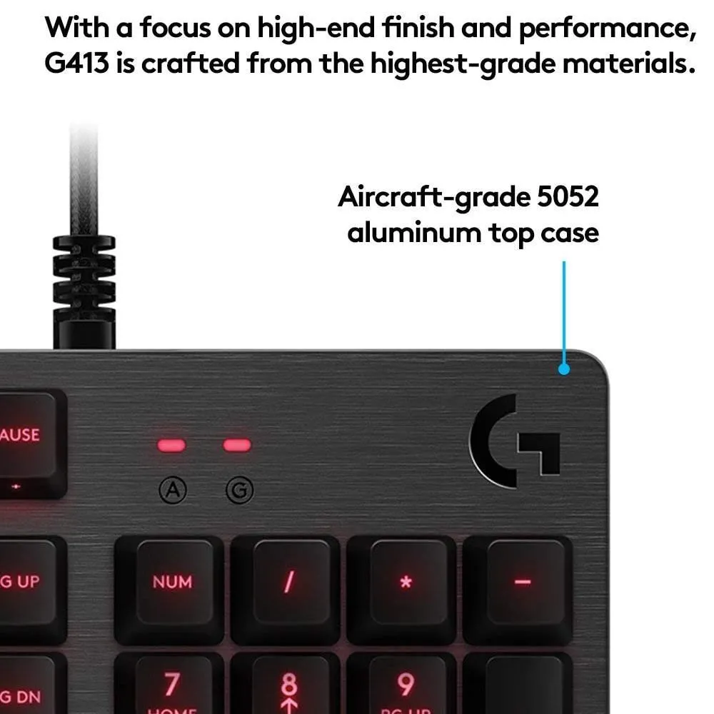 Клавиатура Logitech G413, Проводное, Чёрный
