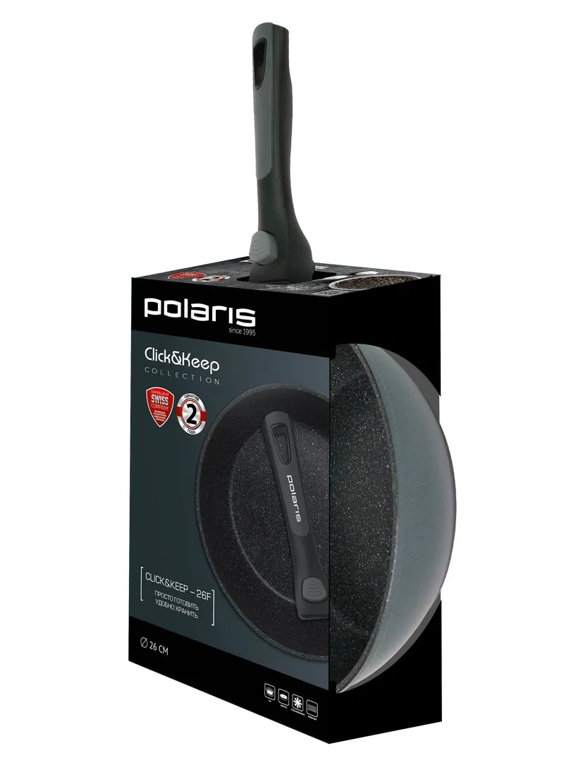 Tigaie Polaris Click&Keep-28F, 28cm, Negru