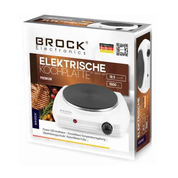 Plită electrică mini BROCK EP1500WH, Alb