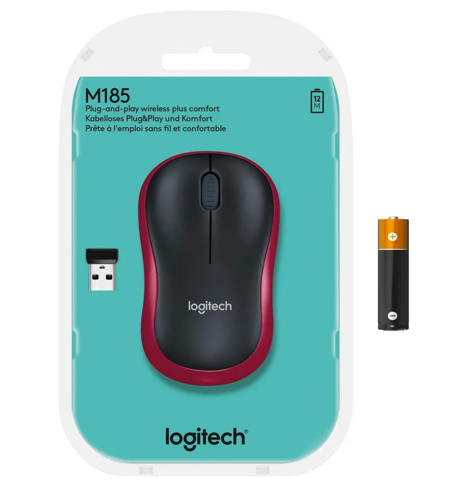 Беcпроводная мышь Logitech M185, Красный