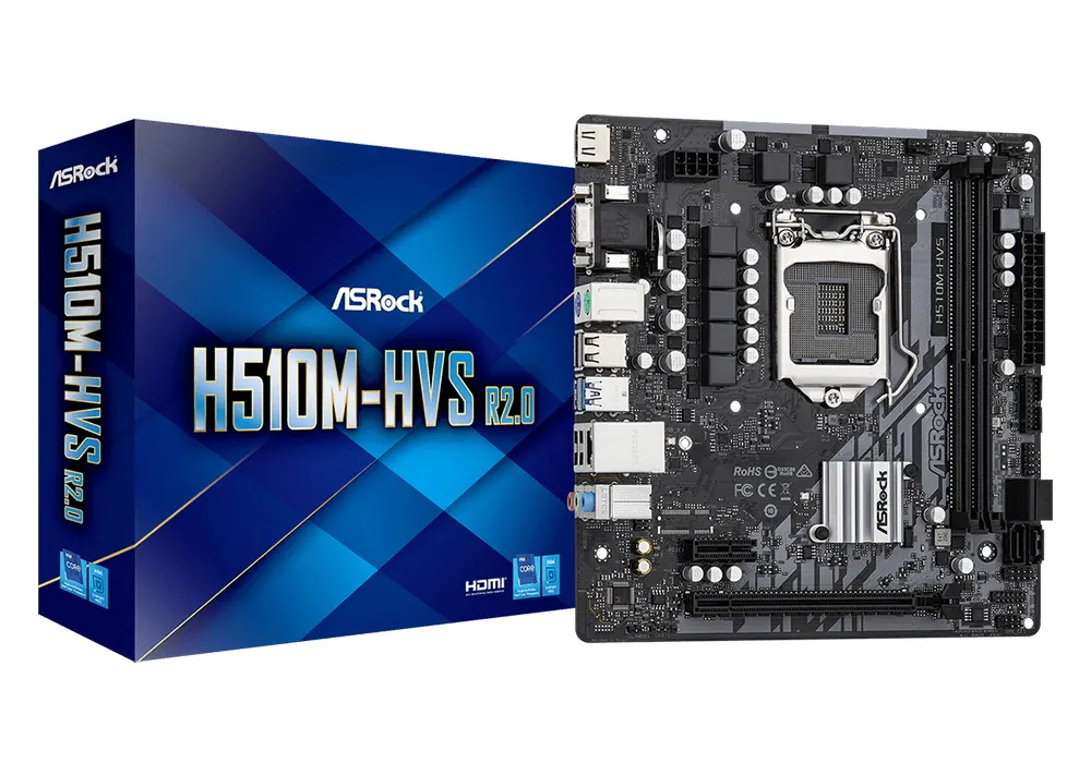Материнская плата ASRock H510M-HVS  R1/R2.0, LGA1200, Intel H510, Micro-ATX