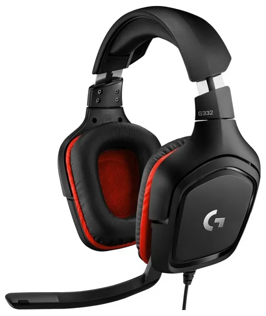 Căști gaming Logitech G332, Cu fir, Negru/Roșu
