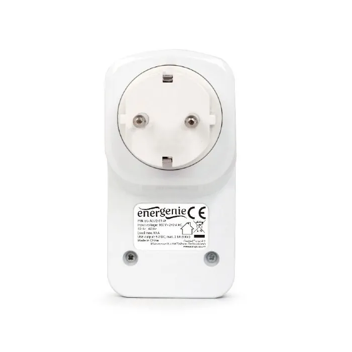  Universal USB charger, Out:CEE 7/4, 2 USB * 5V / 2.1A, In: Schuko CEE 7/4, White, EG-ACU2-01-W