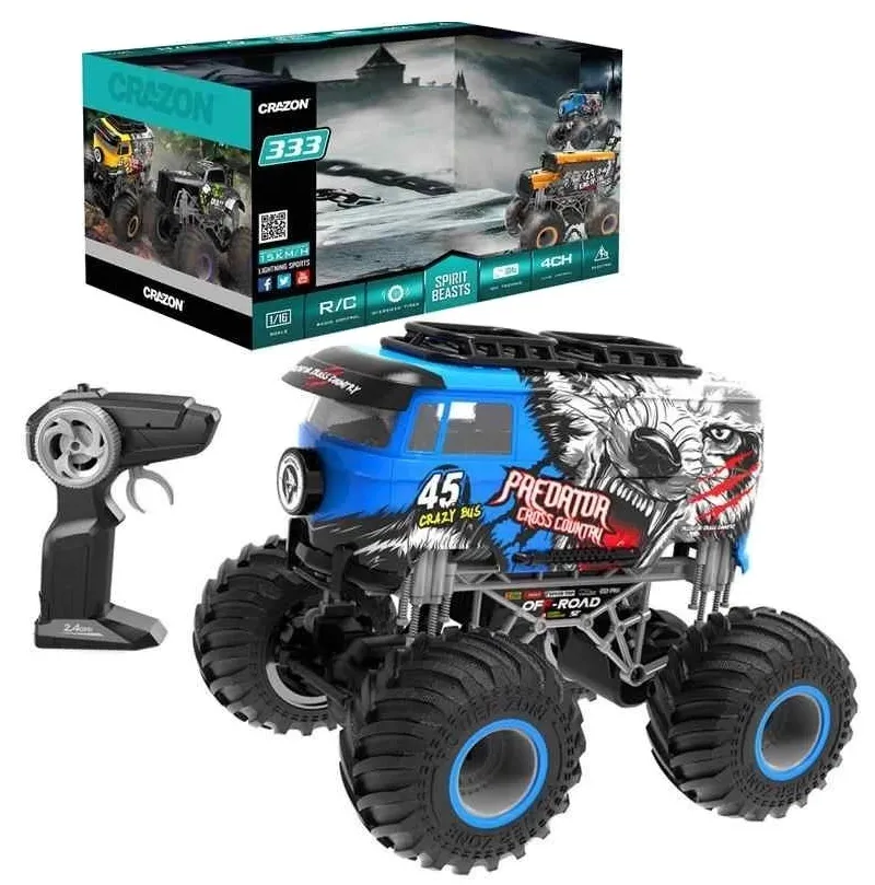 Jucărie cu telecomandă Crazon Oversize Wheel Cross-Road, 1:16, Albastru (333-19161B)