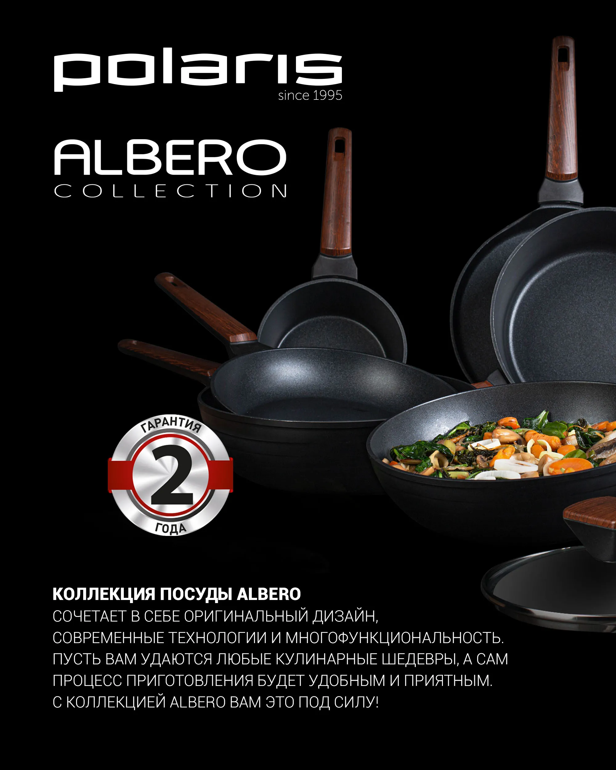 Tigaie Polaris Albero-24F, 24cm, Negru