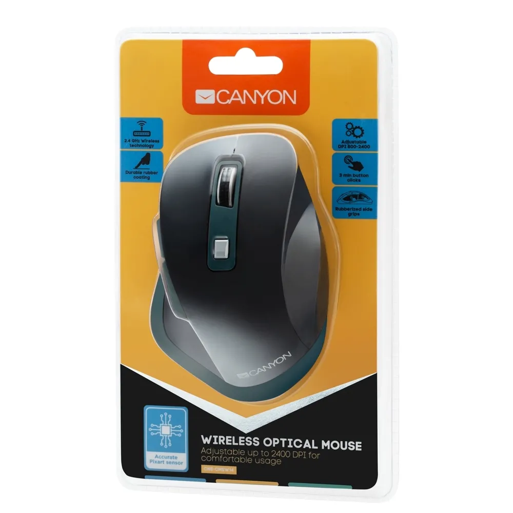 Беcпроводная мышь Canyon MW-14, Черный/Синий
