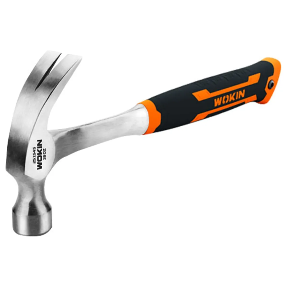 Молоток-гвоздодёр с фибергласовой рукояткой WOKIN цельный, кованый, 450 гр (Премиум)