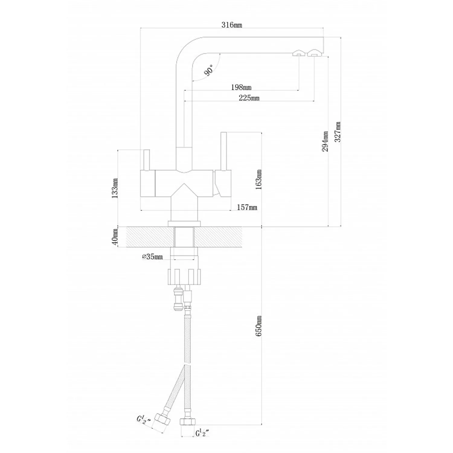 Смеситель для кухни Florentina ARES Коричневый с подключением к фильтру