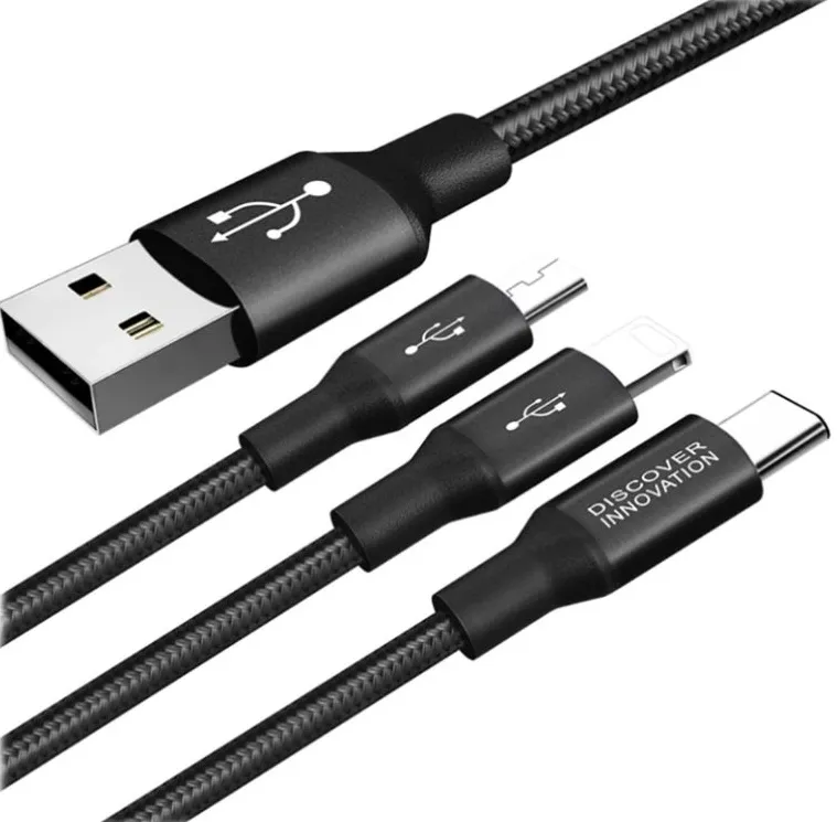 Кабель для зарядки и синхронизации Nillkin Swift, Micro-USB/Type-C/Lightning, USB Type-A/Micro USB, Type-C, Lighting, 1,5м, Чёрный
