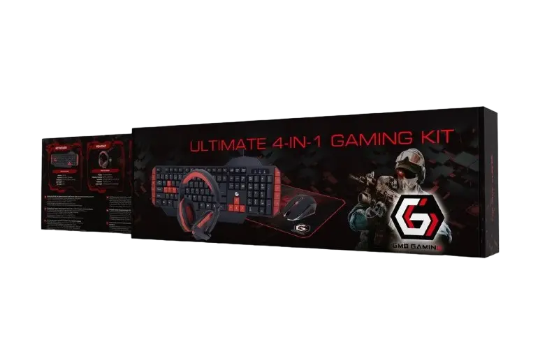 Set Tastatură + Mouse + Mouse Pad + Căști Gembird GGS-UMG4-02, Cu fir, Negru/Rosu
