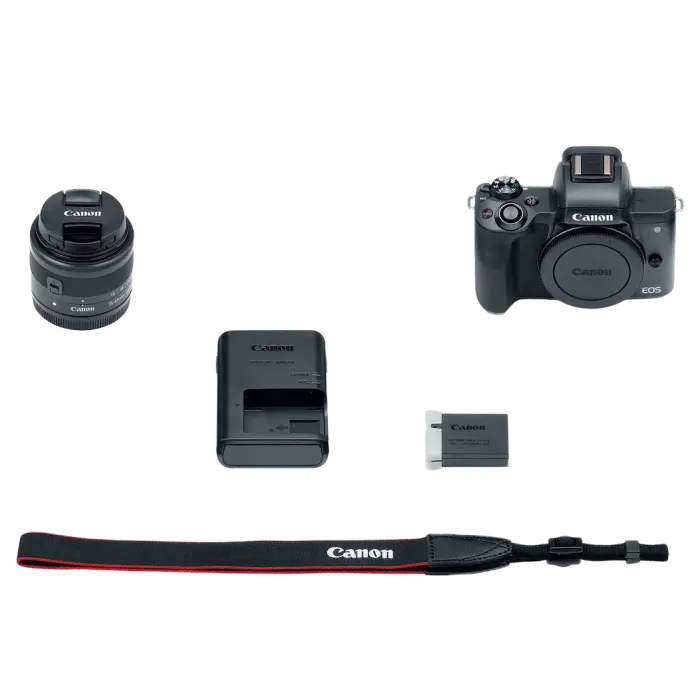 Aparat Foto Mirrorless Canon EOS M50 + EF-M 15-45 IS, Negru