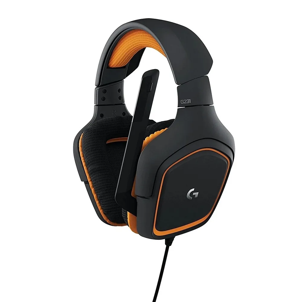 Căști gaming Logitech G231, Cu fir, Gri/Portocaliu