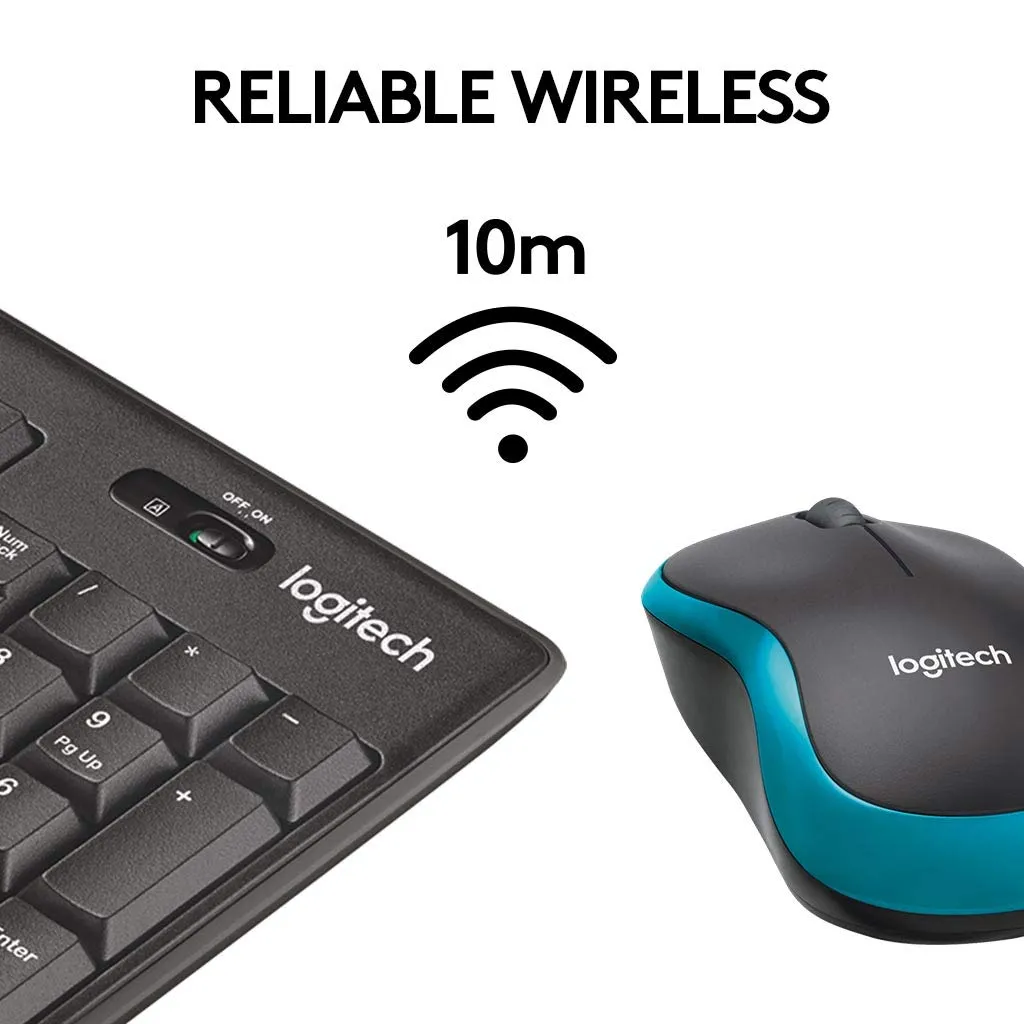 Клавиатура и мышь Logitech MK275, Беспроводное, Черный/Синий