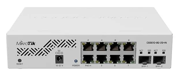 Коммутатор MikroTik CSS610-8G-2S+IN, Белый