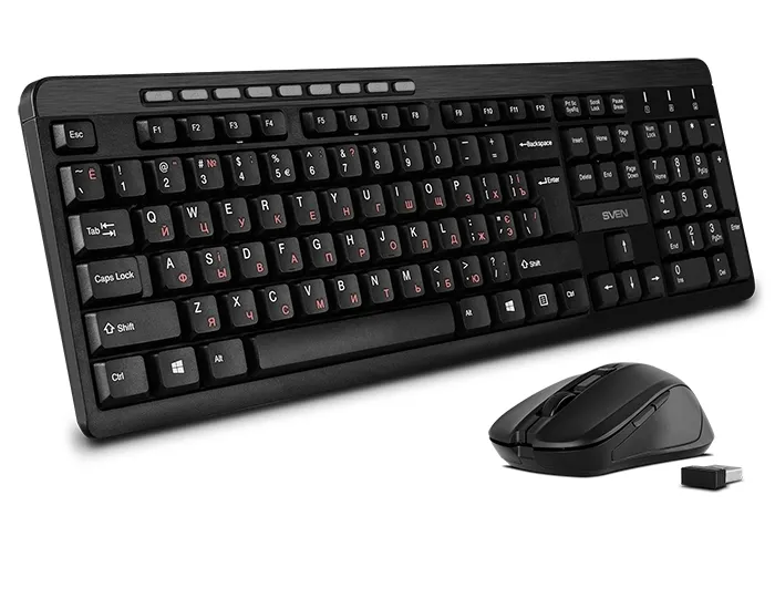 Set Tastatură + Mouse SVEN KB-C3400W, Fără fir, Negru