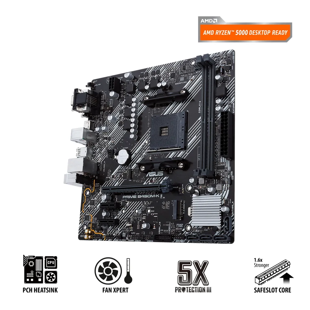 Материнская плата ASUS PRIME B450M-K II, AM4, AMD B450, Micro-ATX