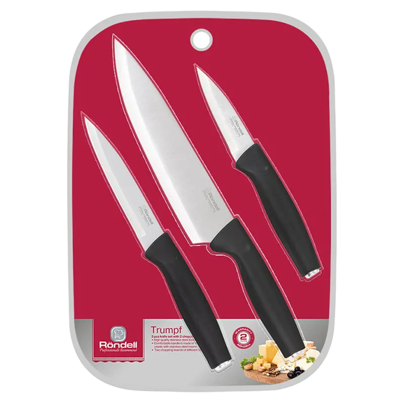 Set de Cuțite Rondell RD-1357, Negru | Roșu
