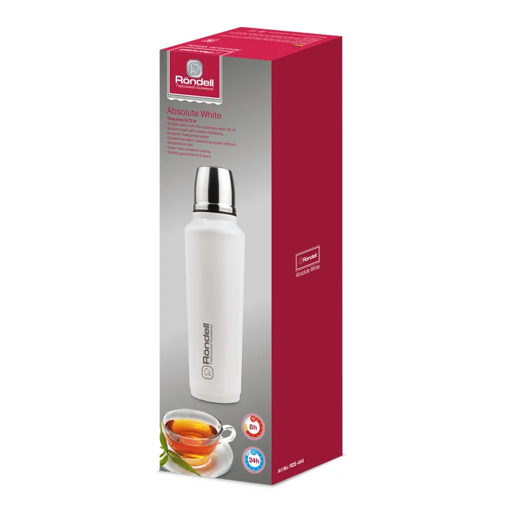 Termos Rondell Absloute White, 0,75L, Alb