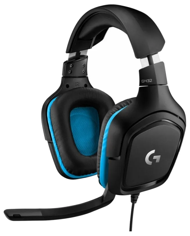 Căști gaming Logitech G432, Cu fir, Negru/Albastru