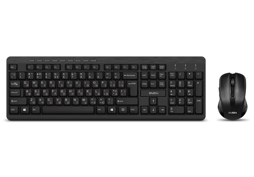 Set Tastatură + Mouse SVEN KB-C3400W, Fără fir, Negru