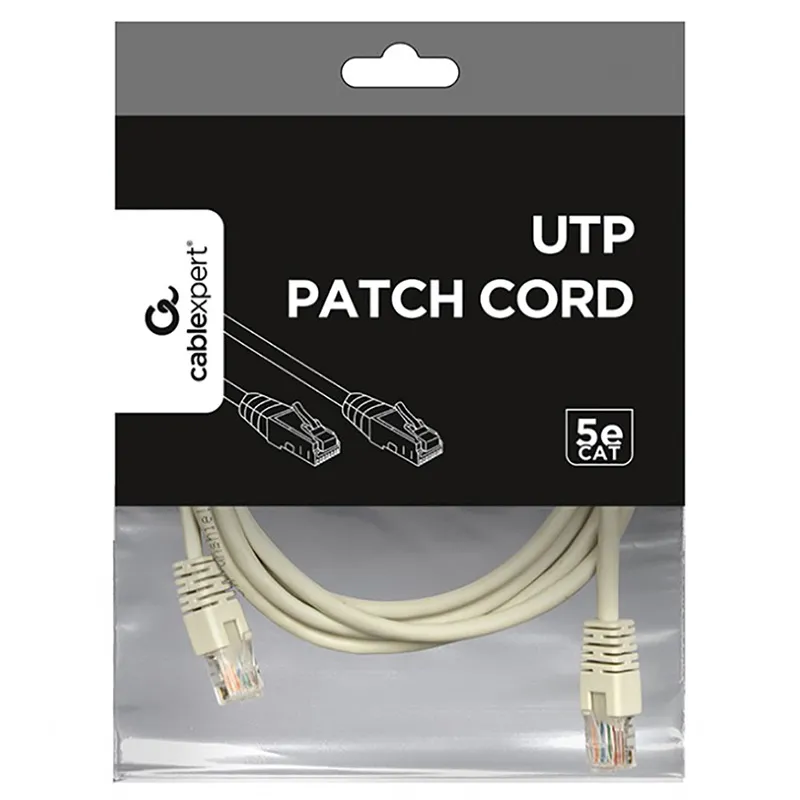 Patch cord Cablexpert PP12-2M, CAT5e UTP, 2m, Gri