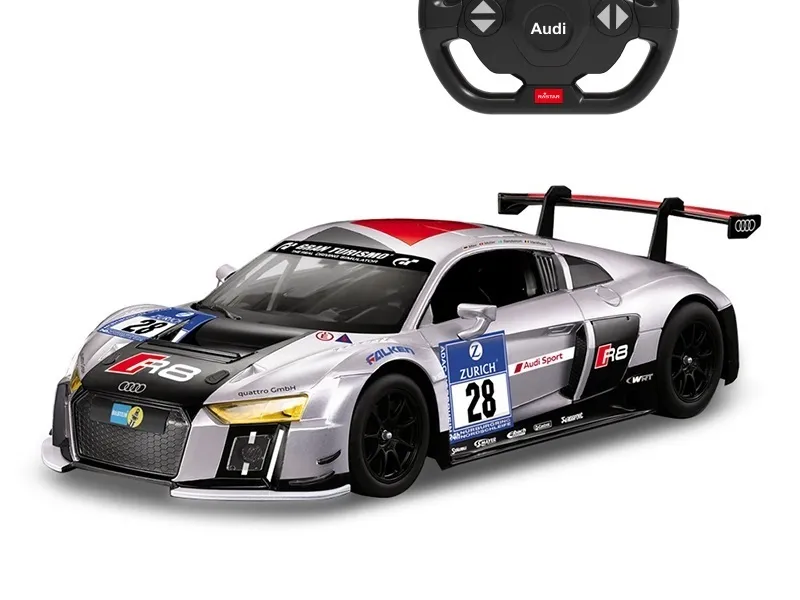 Jucărie cu telecomandă Rastar Audi  R8, 1:14, Argintiu (75360)