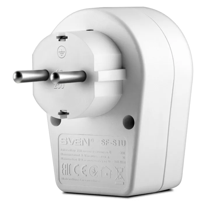 Prelungitor electric SVEN SF-S1U, 1 Prize, Alb