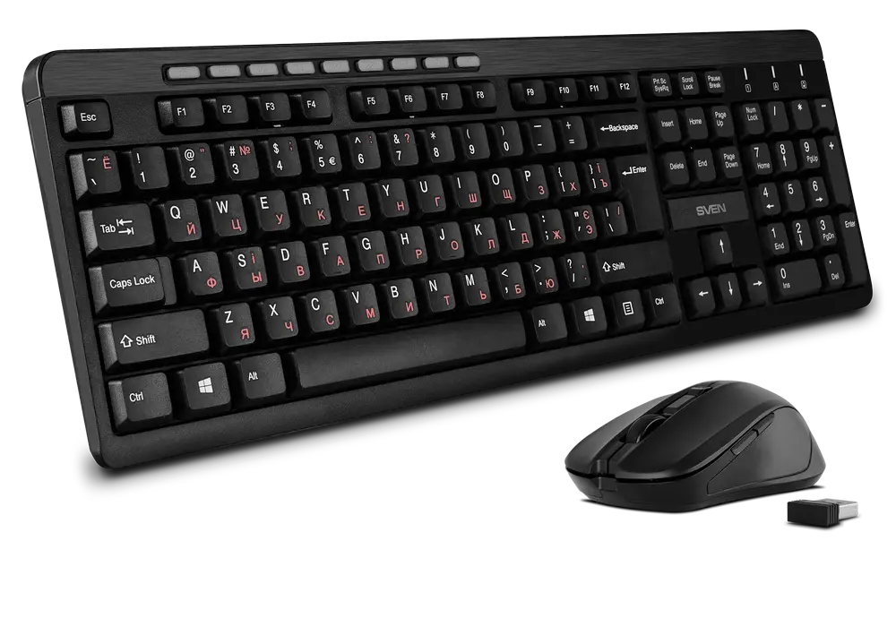 Set Tastatură + Mouse SVEN KB-C3400W, Fără fir, Negru
