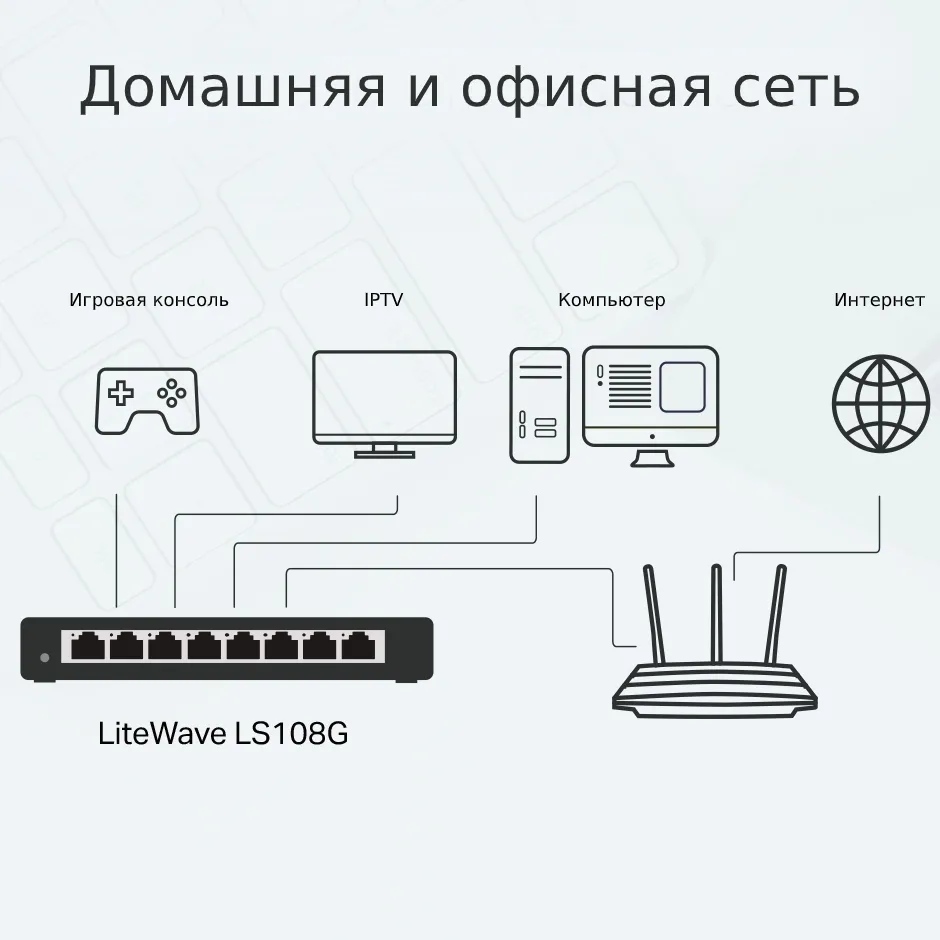 Сетевой коммутатор TP-LINK LS108G, 8x 10/100/1000 Мбит/с