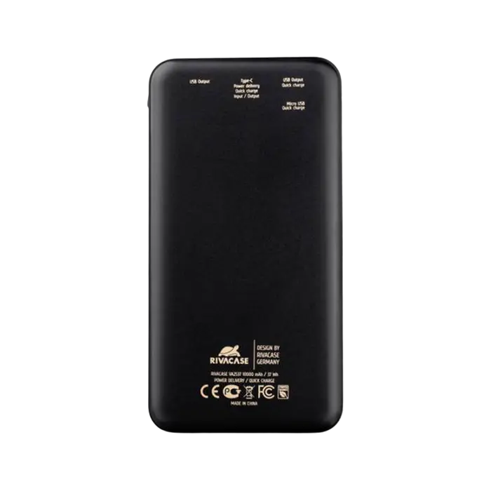 Портативное зарядное устройство RivaCase VA2537, 10000мА·ч, Чёрный