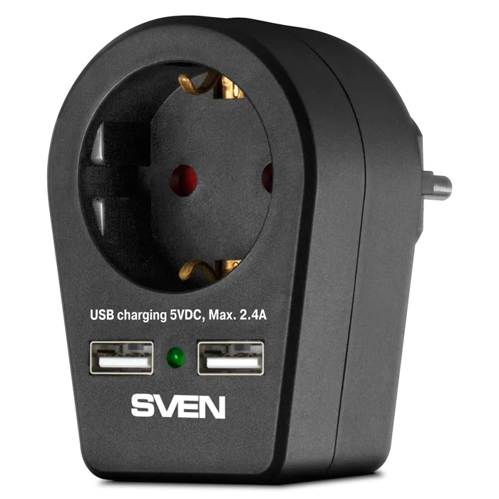 Prelungitor electric SVEN SF-S1U, 1 Prize, Negru