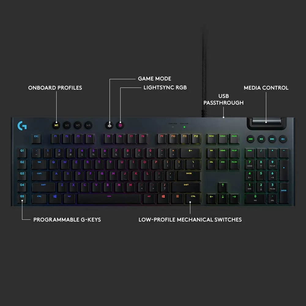 Клавиатура Logitech G815, Проводное, Чёрный