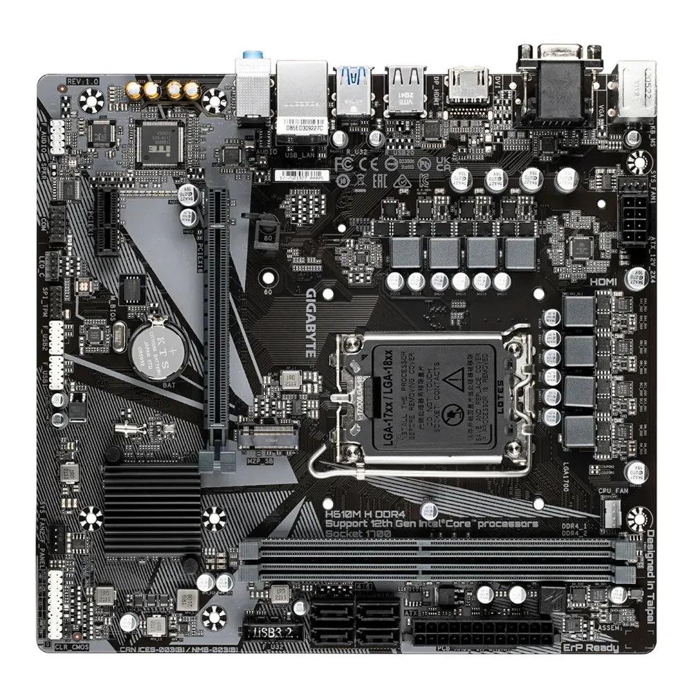 Материнская плата Gigabyte H610M H DDR4, LGA1700, Intel H610, Micro-ATX