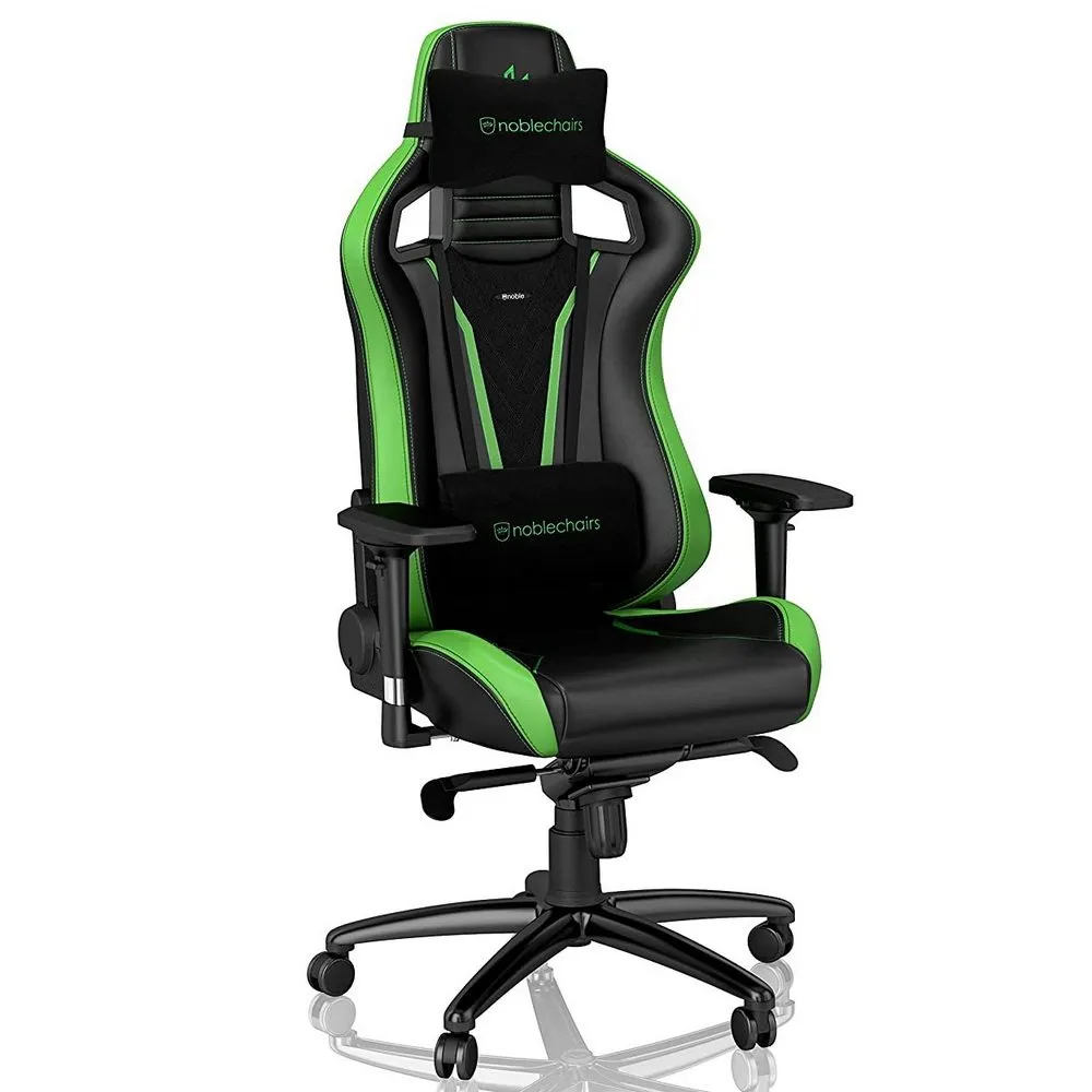 Scaun Gaming Noblechairs Epic, PU Piele, Negru/Verde