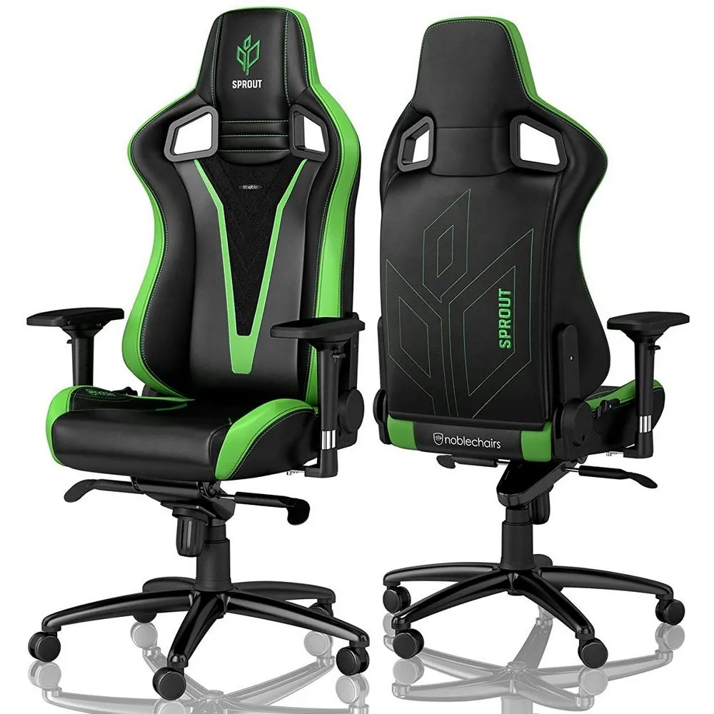 Scaun Gaming Noblechairs Epic, PU Piele, Negru/Verde