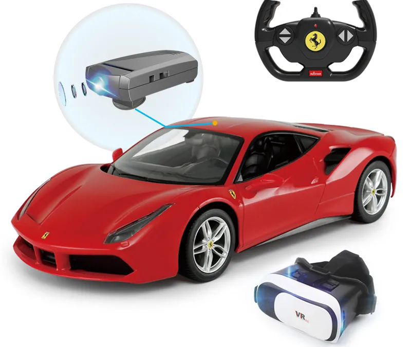 Jucărie cu telecomandă Rastar Ferrari 488 GTB & VR Glasses, 1:14, Roșu (79800/75600)