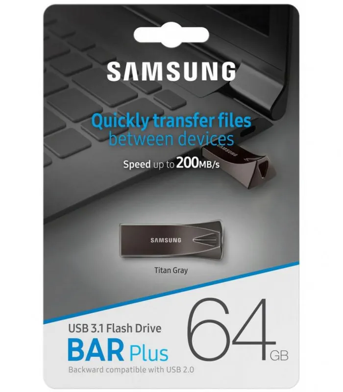 USB Flash накопитель Samsung Bar Plus, 64Гб, Серый