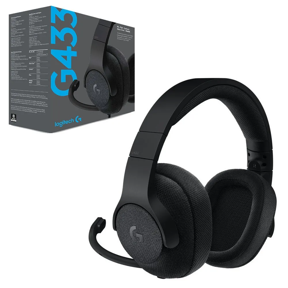 Căști gaming Logitech G433, Fără fir/Cu fir, Negru