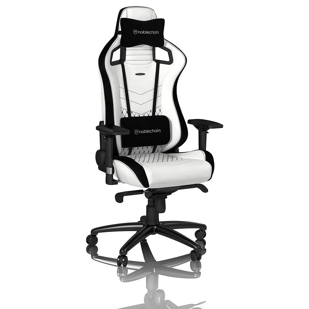 Scaun Gaming Noblechairs Epic, PU Piele, Negru/Alb
