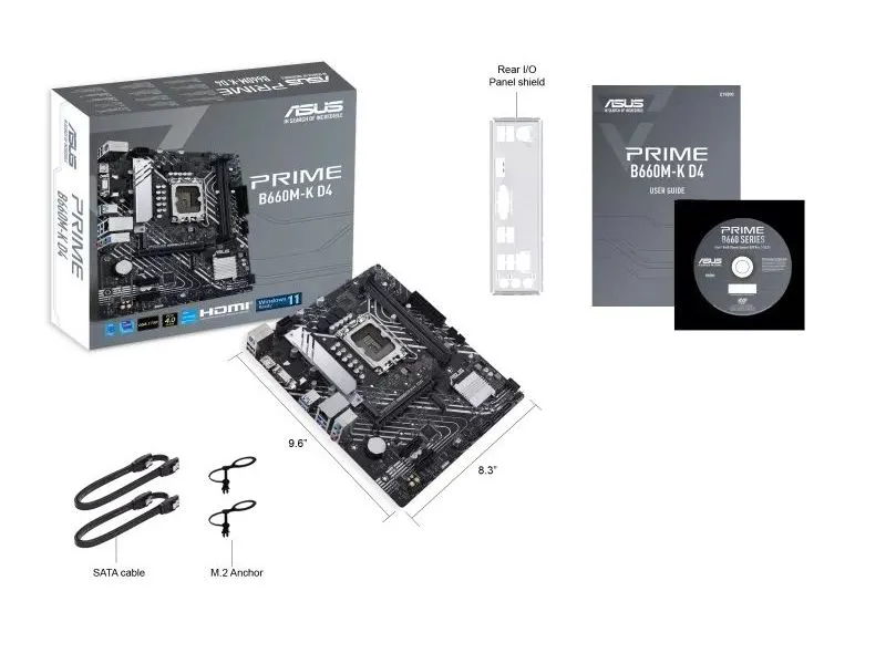 Материнская плата ASUS PRIME B660M-K D4, LGA1700, Intel B660, Micro-ATX