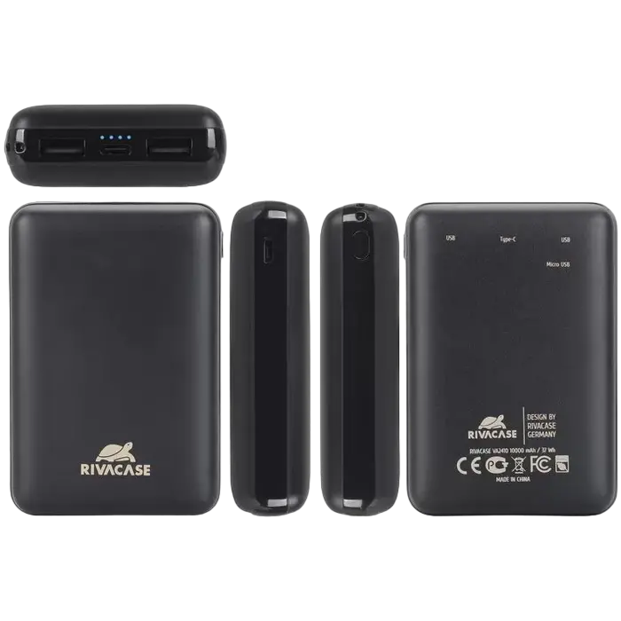 Портативное зарядное устройство RivaCase VA2410, 10000мА·ч, Чёрный