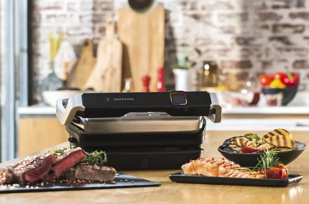 Grătar electric Tefal OptiGrill Elite, 2000W, Argintiu