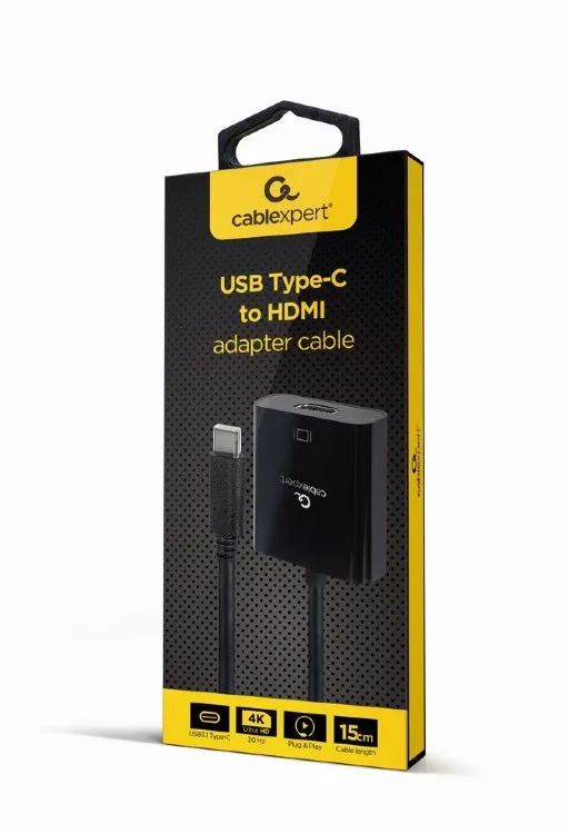 Cablu Video Cablexpert A-CM-HDMIF-03, USB 3.1 Type-C (M) - HDMI (F), 0.15 m, Negru