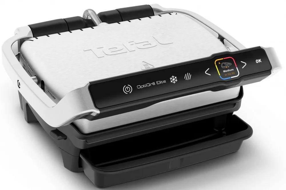Grătar electric Tefal OptiGrill Elite, 2000W, Argintiu