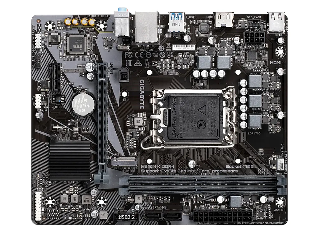 Материнская плата Gigabyte H610M K DDR4, LGA1700, Intel H610, Micro-ATX
