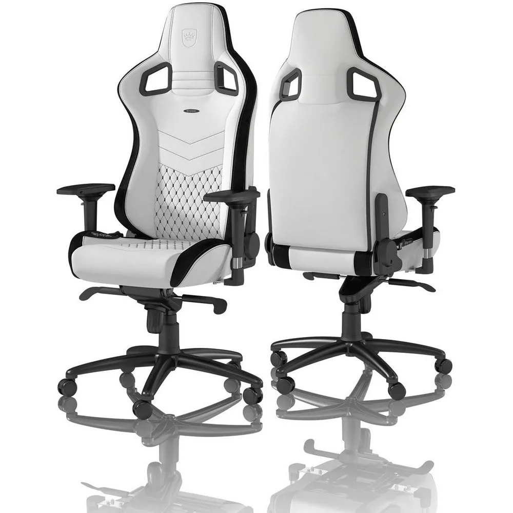 Scaun Gaming Noblechairs Epic, PU Piele, Negru/Alb