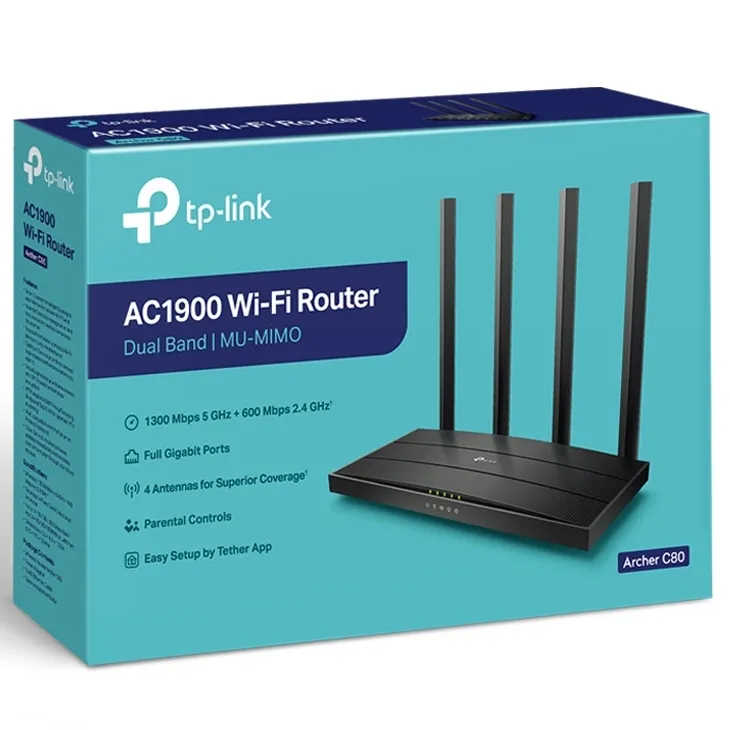 Беспроводной маршрутизатор TP-LINK Archer C80, Чёрный